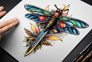 Sword behind cicada tattoo idea