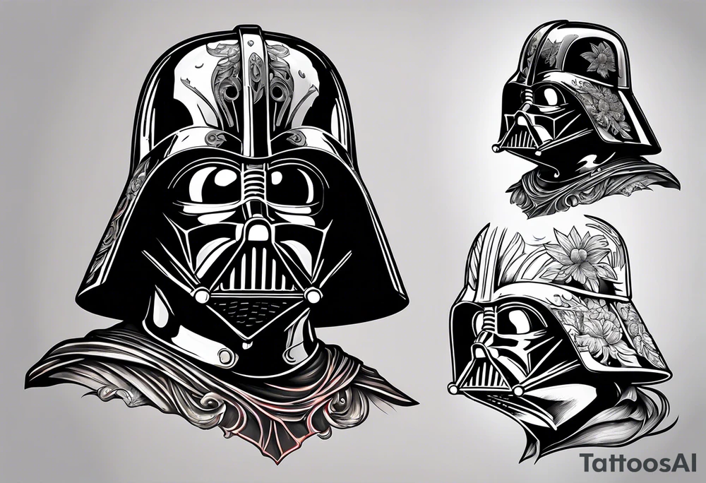 Darth Vader with broken helmet showing real face tattoo idea