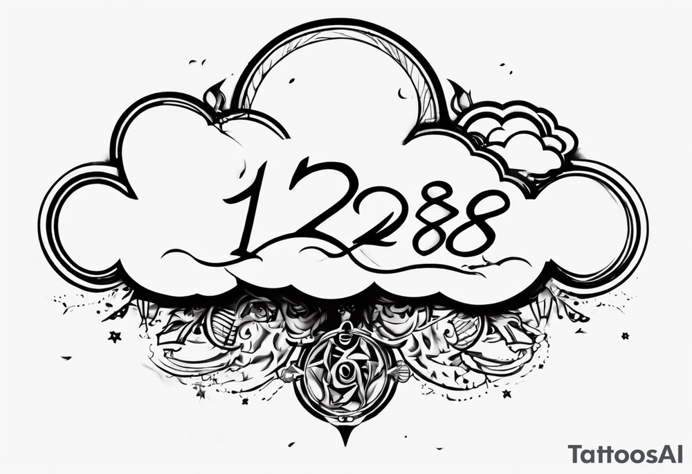 a cloud with the date 12.08.05 tattoo idea