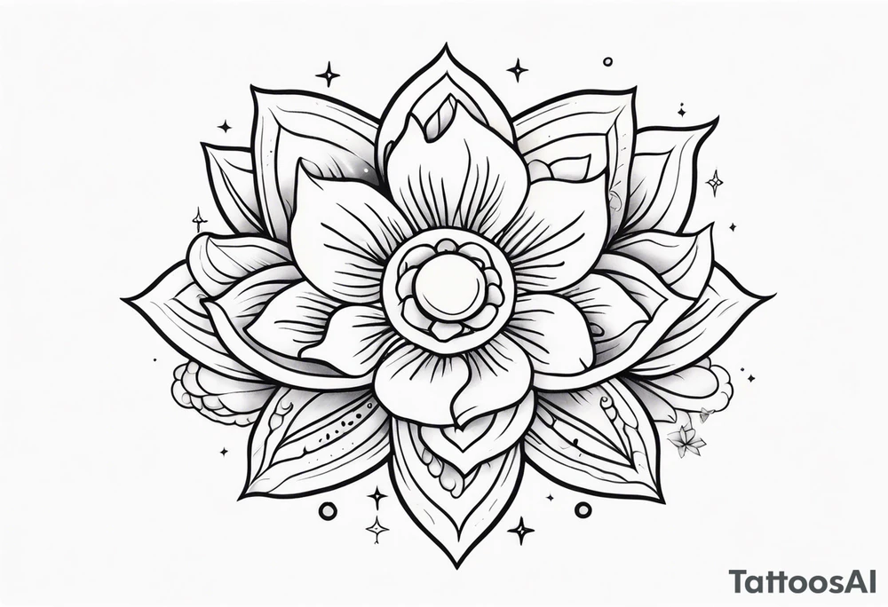 Cosmic space flower tattoo idea