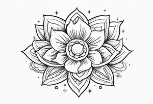 Cosmic space flower tattoo idea
