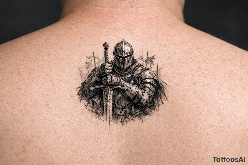 a knight who wields a sword. tattoo idea