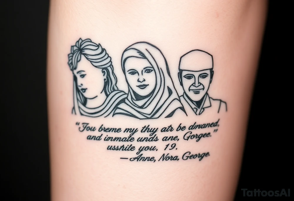 my grandparents name Anne, Nora, George and add this bible verse Joshua 1:9: "Be strong and courageous. Do not be afraid; do not be discouraged, for the Lord your God will be with you wherever you go tattoo idea