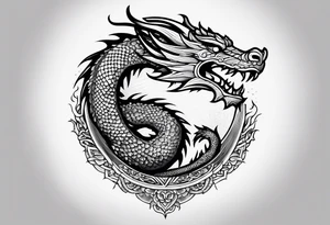 strength, small, sleeping dragon elegant, sun, lenghty, tattoo idea