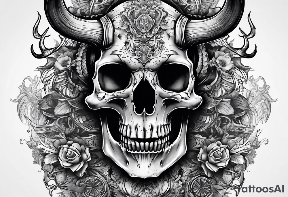 A human with a deer skull head tattoo idea
