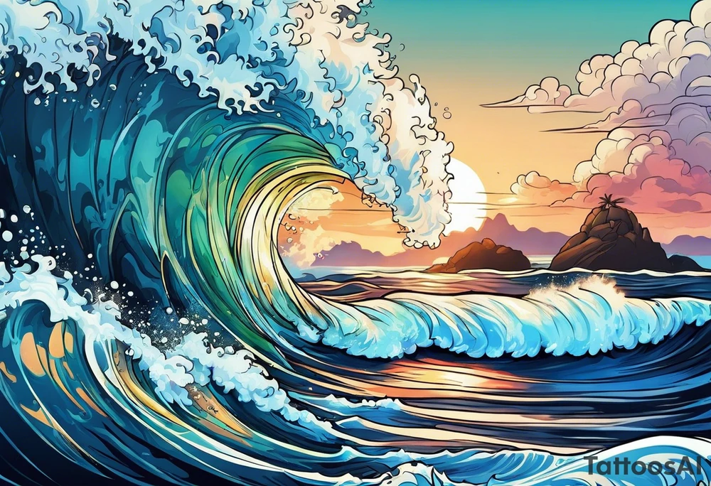 rough ocean tattoo idea
