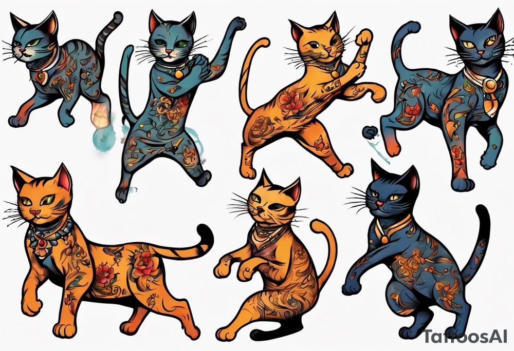 Dancing cat tattoo idea