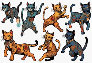 Dancing cat tattoo idea