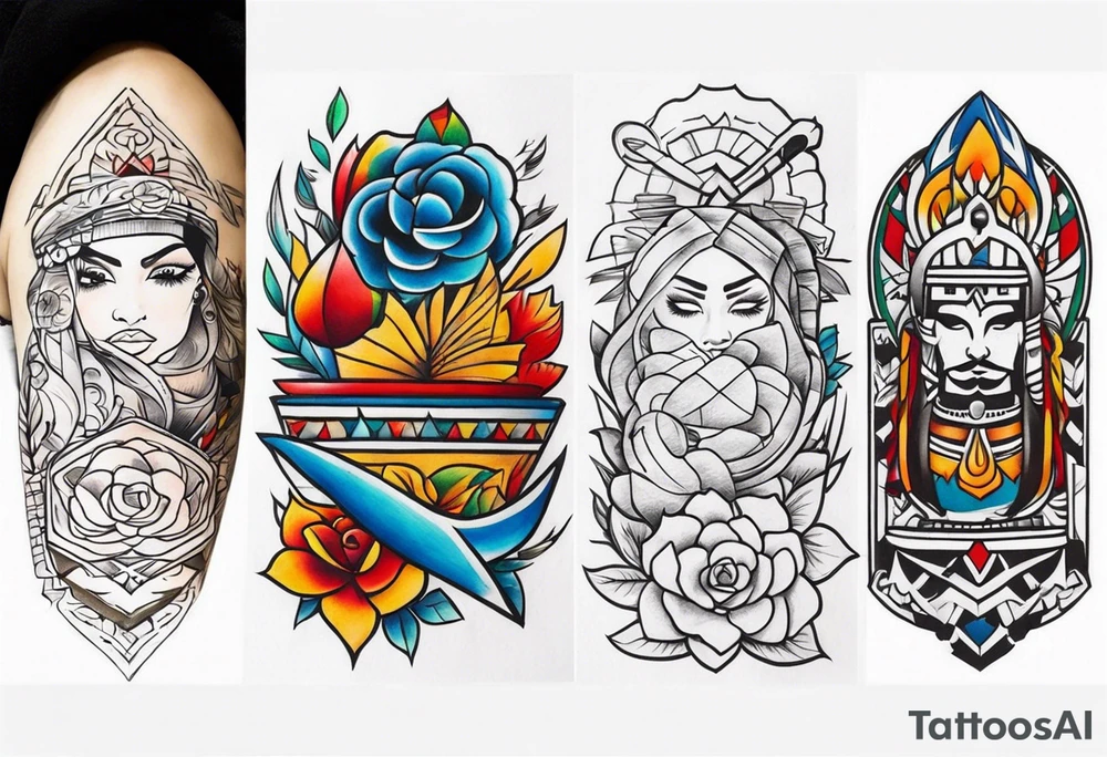 Hispanic heritage in a sleeve format tattoo idea