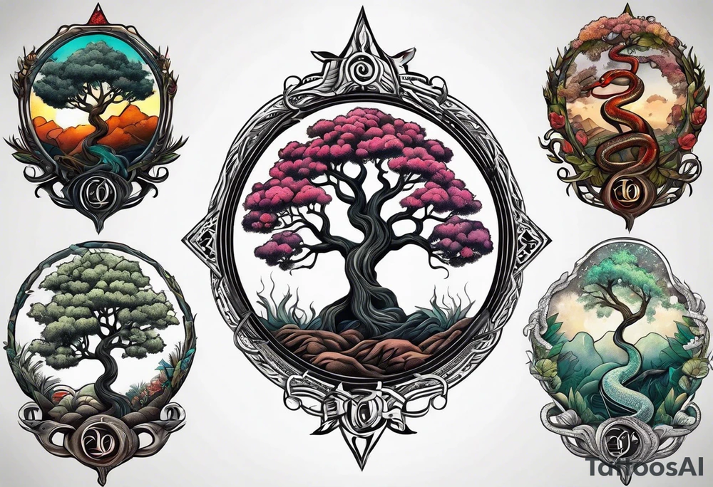Tree fo life with snake tattoo idea