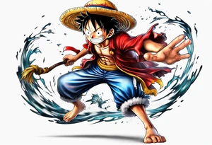 Luffy with gear 5 tattoo idea