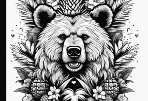 Bear loves pineapples and coconuts tattoo idea