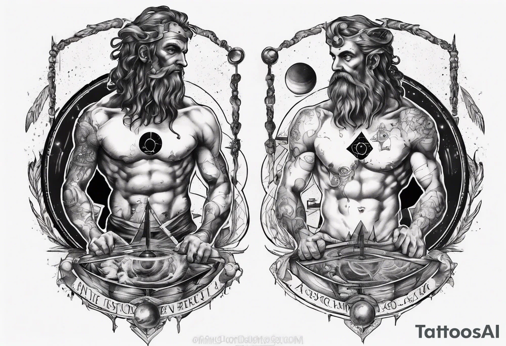 Occult esoteric, atlas with black-cube of saturn upon his back tattoo idea