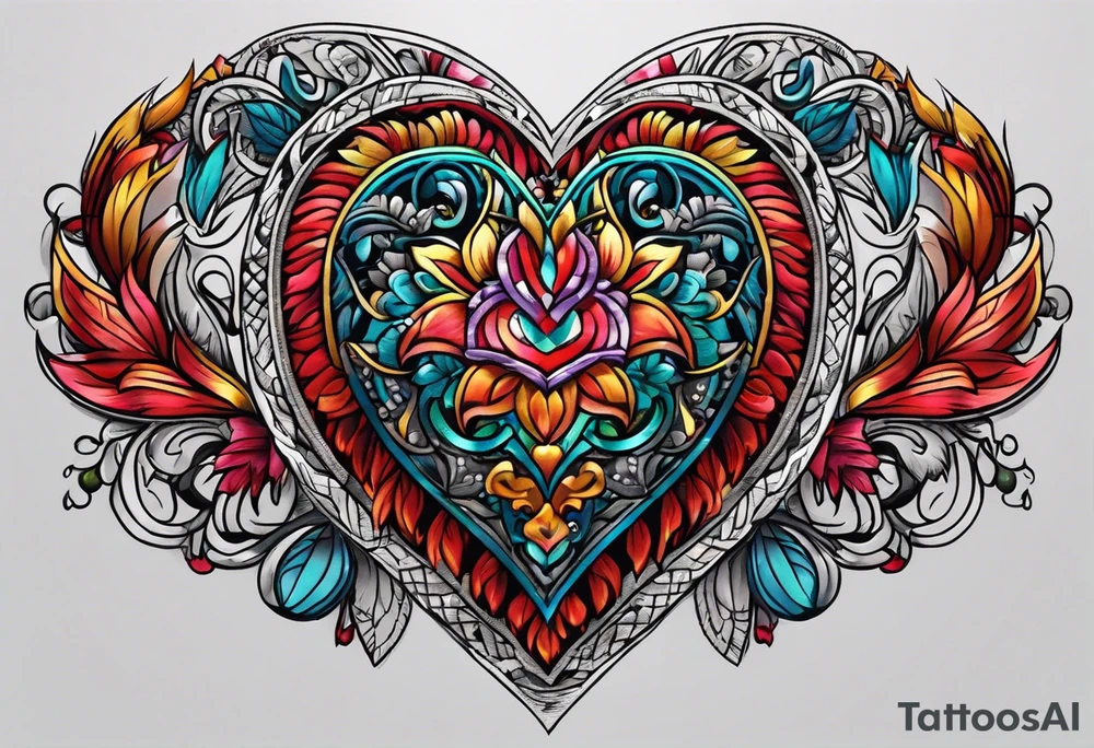 Embroidery heart tattoo idea