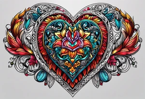 Embroidery heart tattoo idea