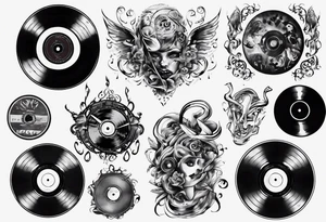 sound music vinyl disc jokey tattoo idea