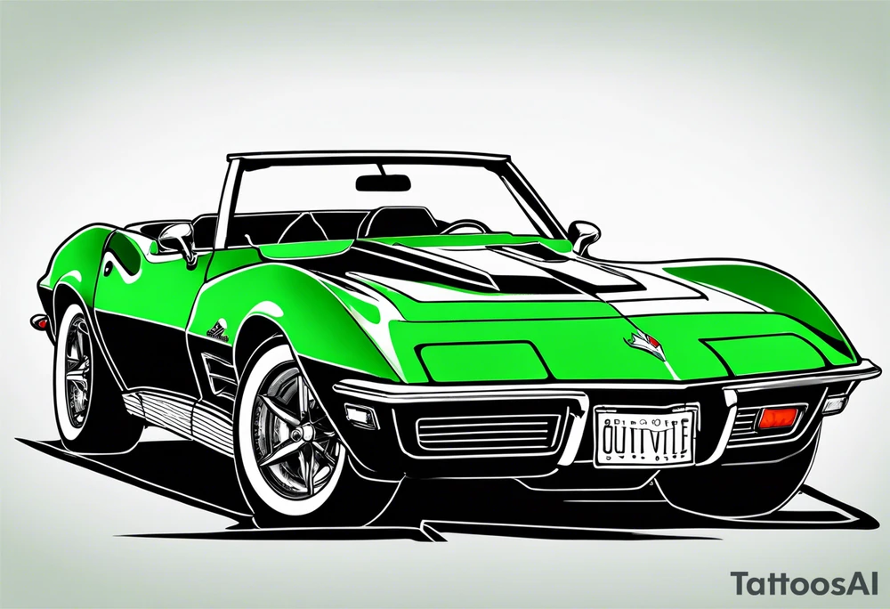 Skeleton smoking a cigarette driving a green 1976 convertible Corvette tattoo idea Skeleton smoking a cigarette driving a green 1976 convertible Corvette tattoo idea