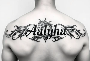name is Aalyha, zodiac aquarius, white an black realistic thug tattoo idea