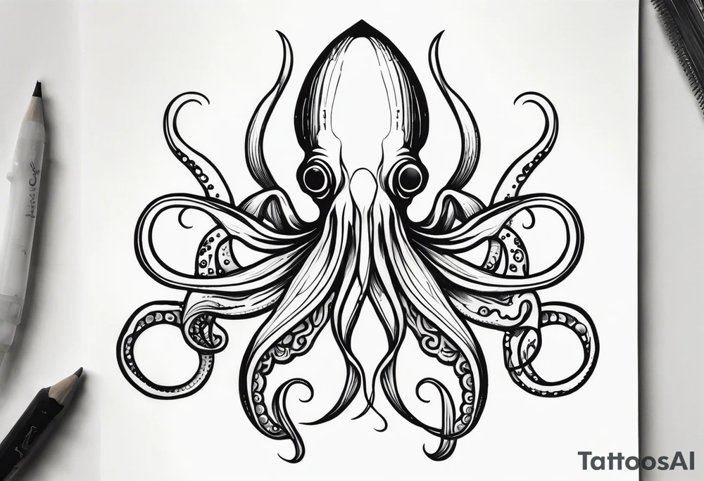 deep sea squid tattoo idea