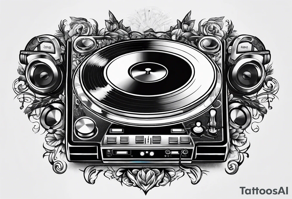 Dj controller and headphones tattoo idea