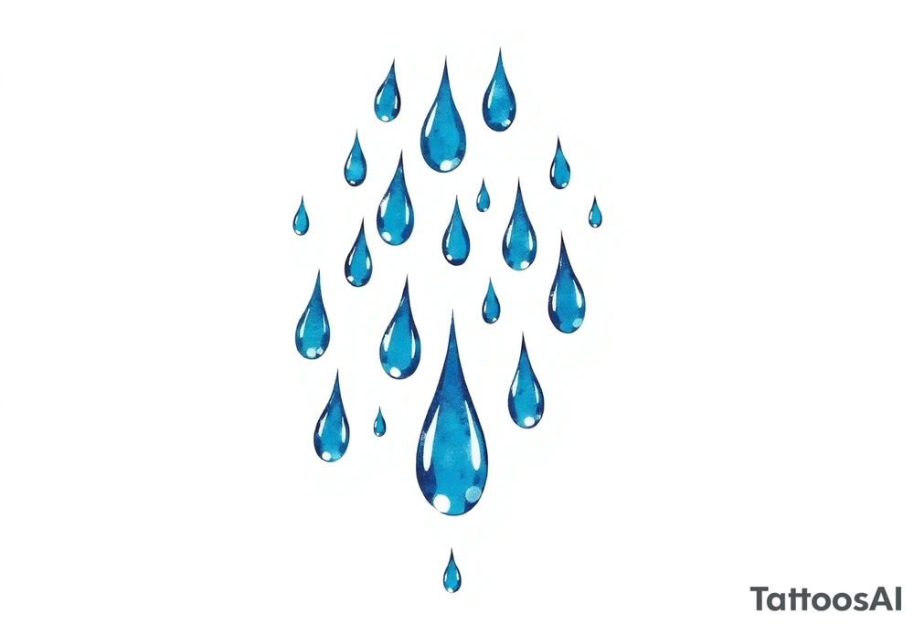 blue rain droplets white background tattoo idea