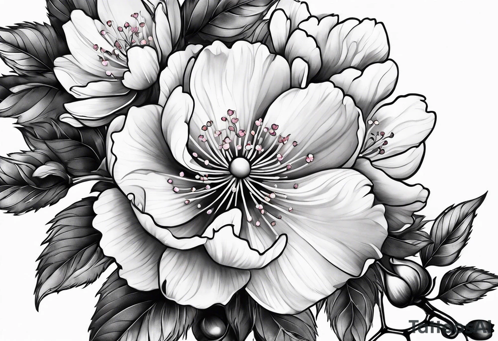 dagger cherry blossom tattoo idea