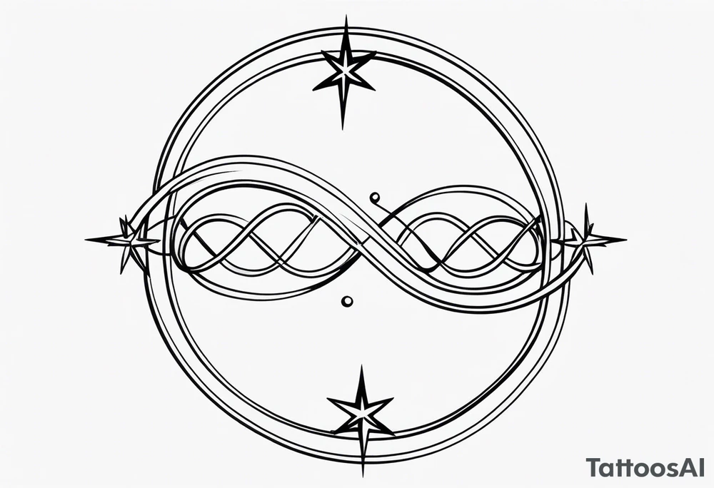 Small Infinity loop with stars tattoo idea