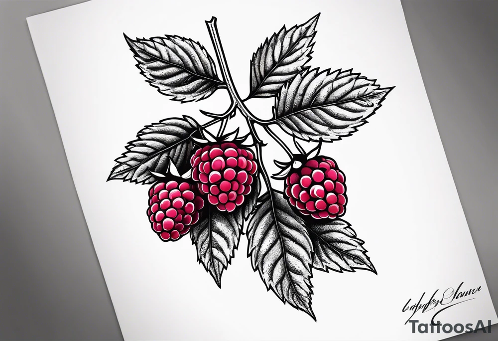 a minimalist raspberry branch that would go vertical down the leg tattoo idea