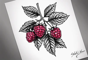 a minimalist raspberry branch that would go vertical down the leg tattoo idea