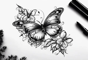 444 with butterflies and vines tattoo idea