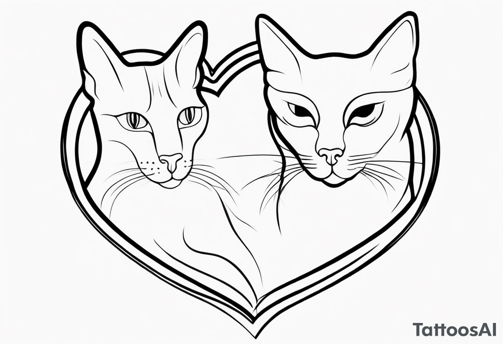 2 cats with a heart tattoo idea