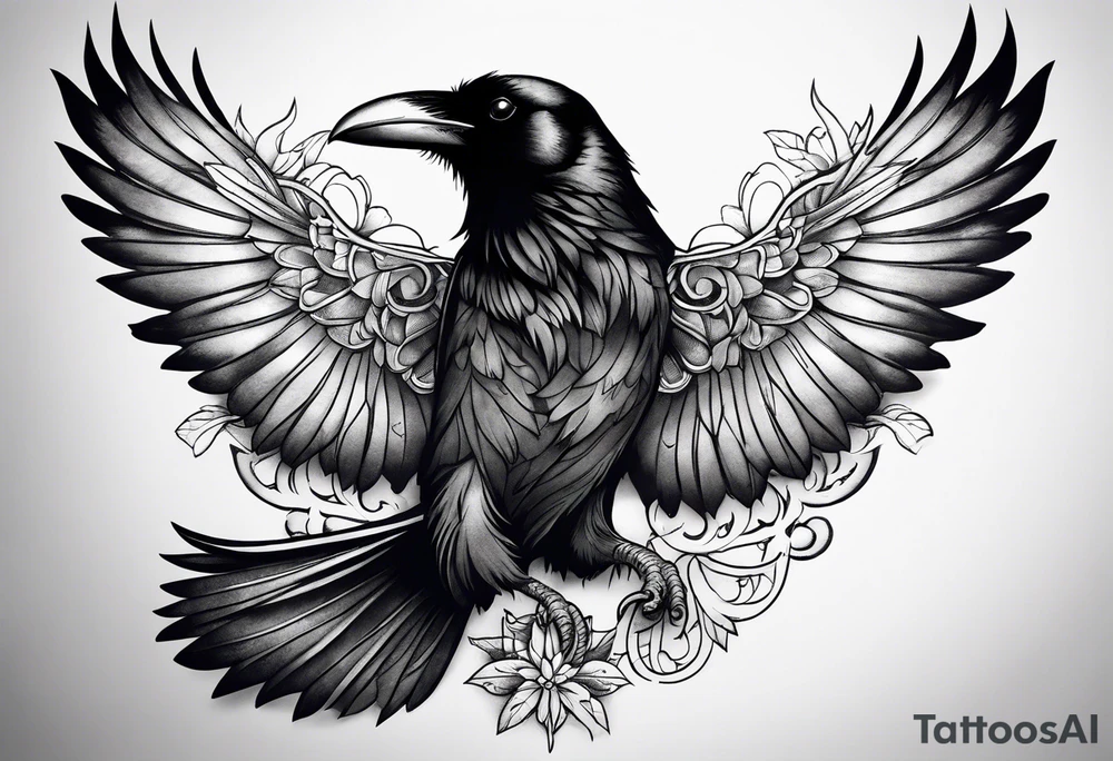 A Raven and a Butterlfy, same size tattoo idea