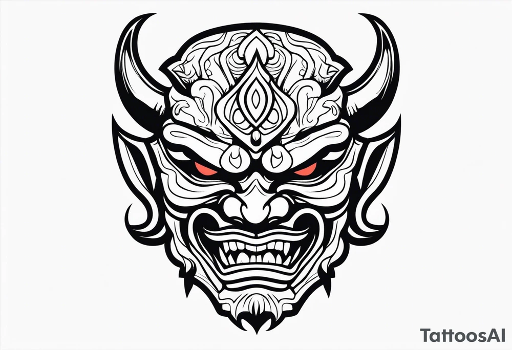 Protection against evil Oni mask tattoo idea