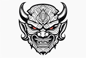 Protection against evil Oni mask tattoo idea