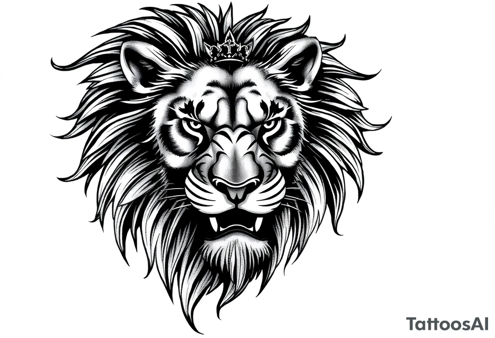 powerful majestic lion with Czech theme tattoo idea