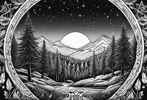 Tool band, night, forest, for arm tattoo idea