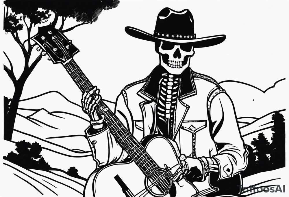 skeleton cowboy queer punk tattoo idea