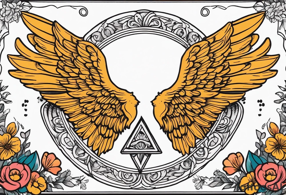 angel wings
old school vintage simple traditional design surrounded by vintage flowers


bold color simple tattoo idea