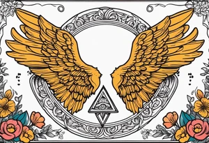 angel wings
old school vintage simple traditional design surrounded by vintage flowers


bold color simple tattoo idea