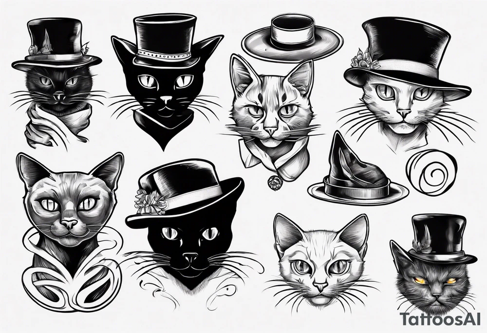 black cat with a hat tattoo idea