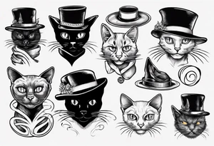 black cat with a hat tattoo idea