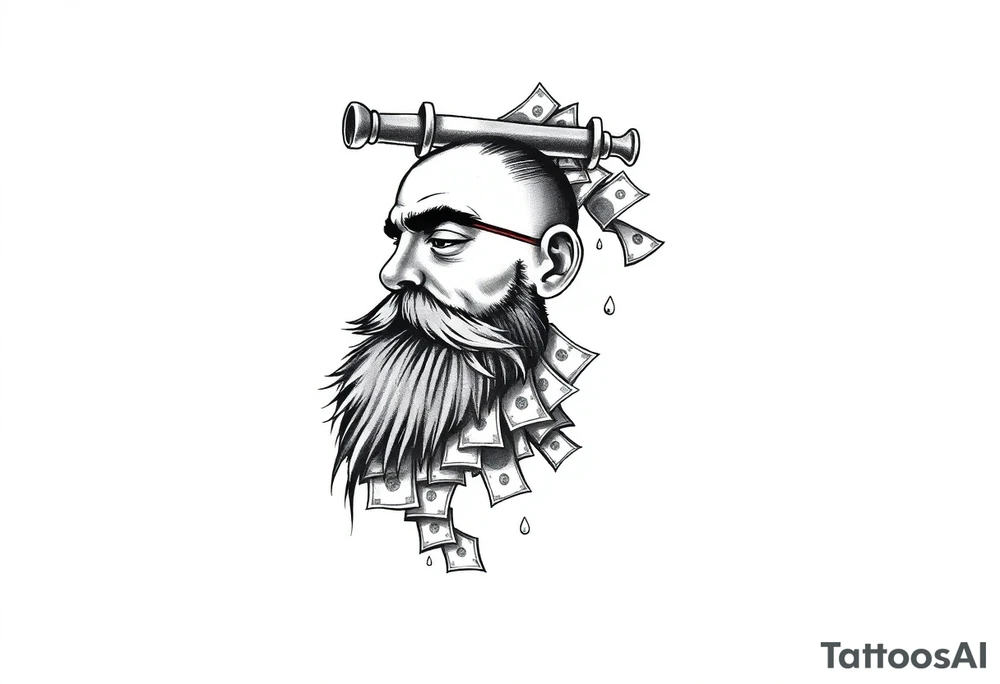 Barber sign with raining money tattoo idea