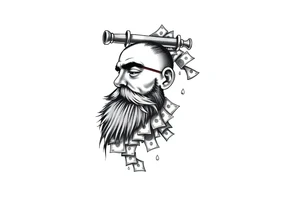 Barber sign with raining money tattoo idea