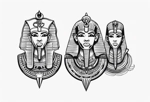 Egyptian See no evil , speak no evil , hear no evil vertical tattoo idea