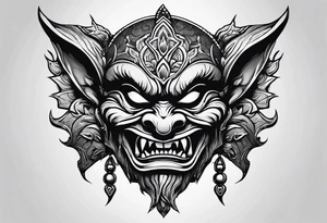 korean goblin mask with sharp teeth tattoo idea