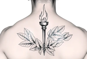 Leadership torch on a bed of fig leaves tattoo idea