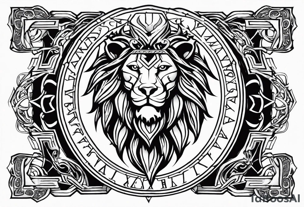 Valhalla shield sword valknut lion dragon tattoo idea