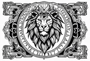 Valhalla shield sword valknut lion dragon tattoo idea