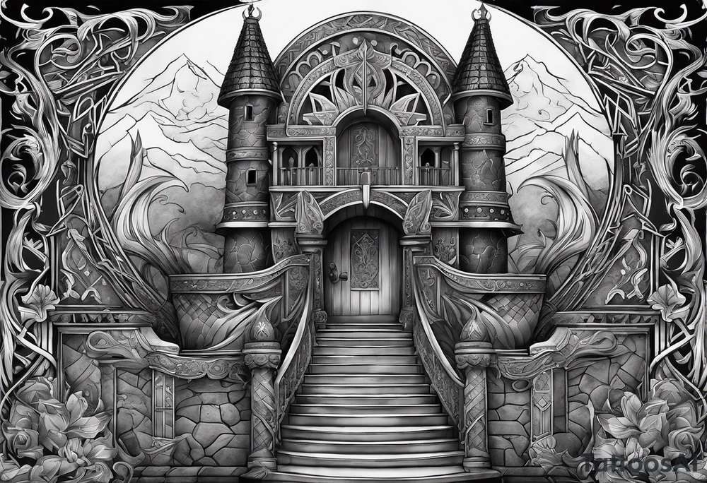 The Viking is at the bottom of the stairs that lead to the gate to Valhalla. tattoo idea