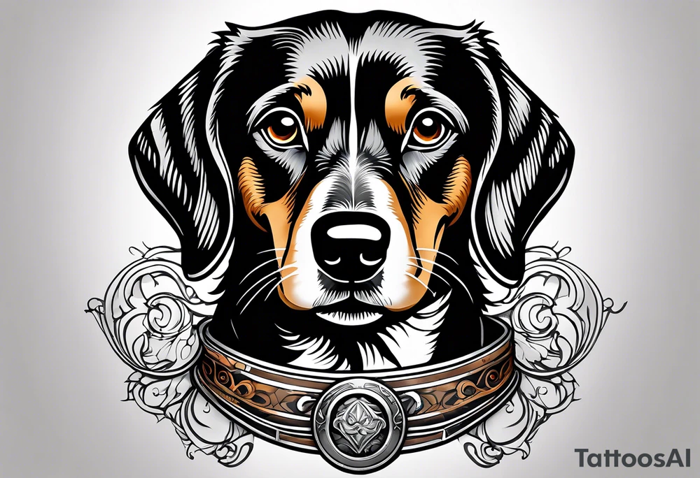 Black, brown and white dashchund tattoo idea